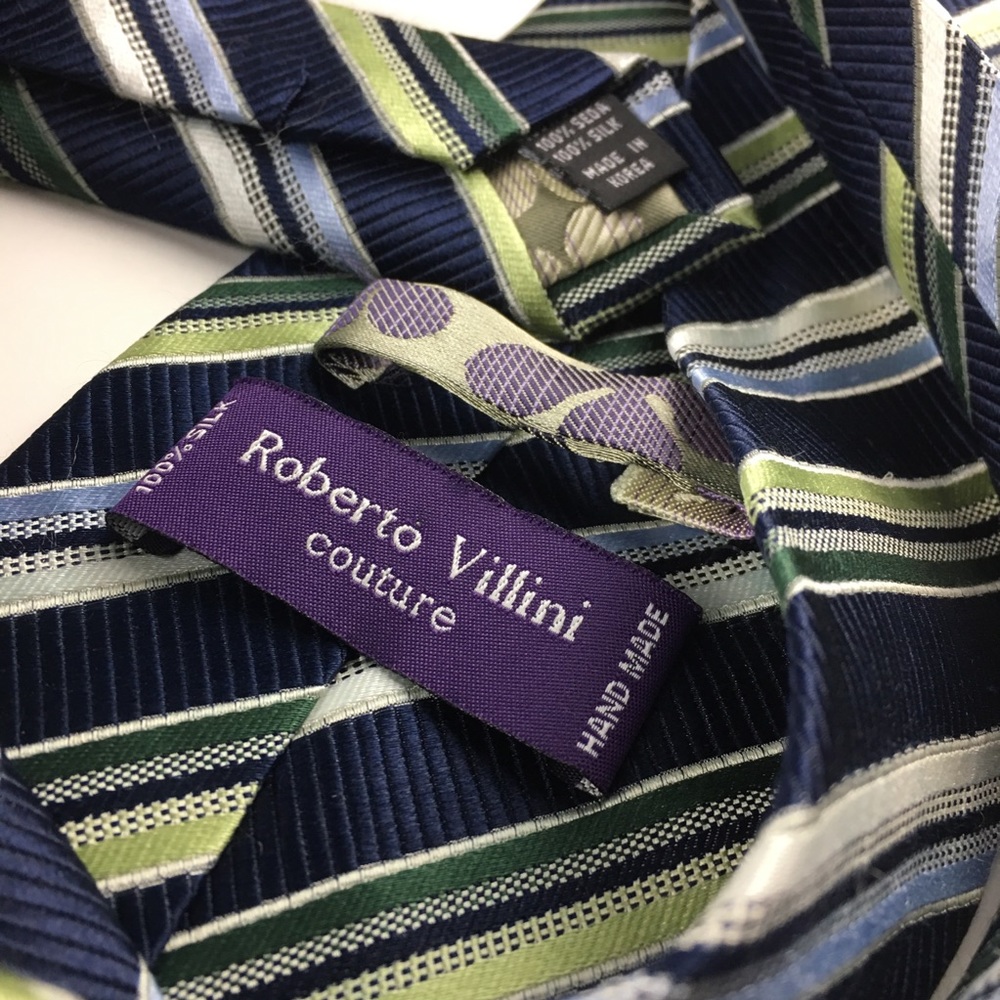 Roberto Villini Couture Blue Multicolor Mens Tie